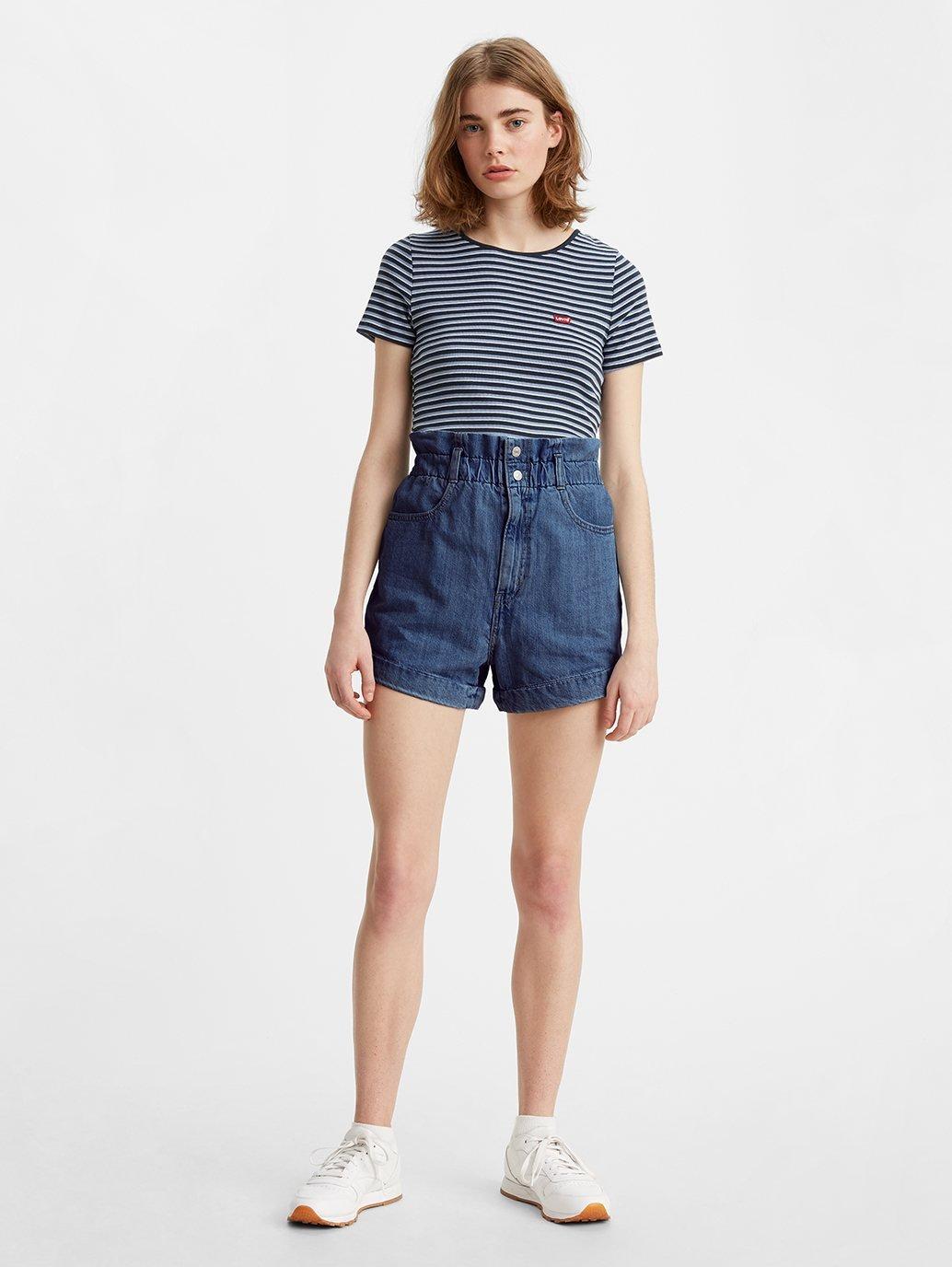 levis malaysia high waisted paperbag shorts 376800001 10 Model Front